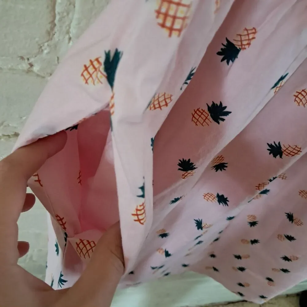 Kate Spade “Blaire” Pineapple Print Pink Cotton Poplin Dress Size XS Pockets